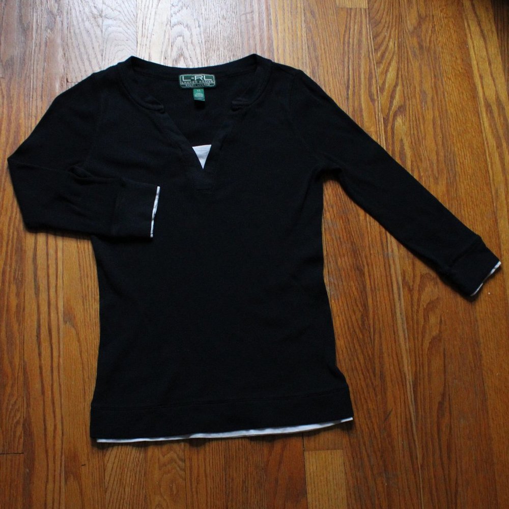 L-RL (Lauren Active) Ralph Lauren Faux Layered Thermal Top